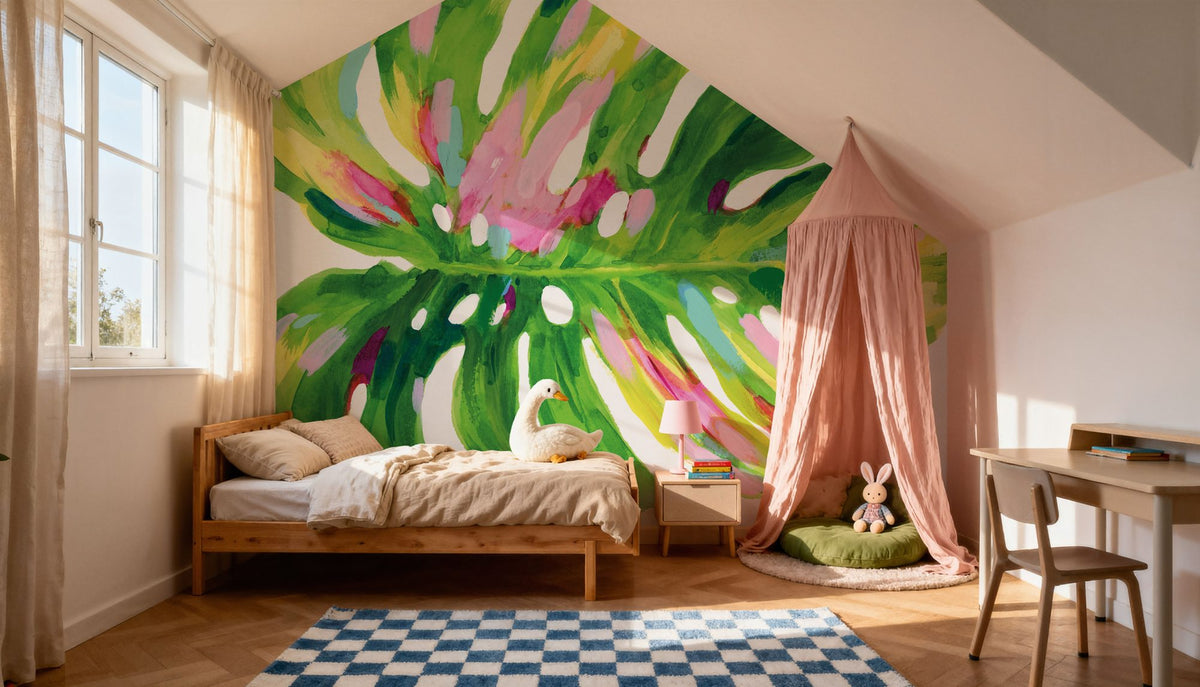 Colorful Tropical Leaf I Mural Wallpaper - room preview 06