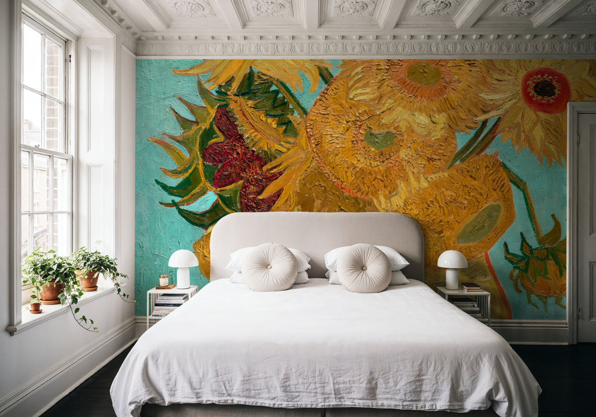 Vase with Twelve Sunflowers Mural Wallpaper - room preview 06