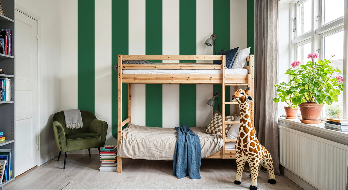 Scalloped Circus Stripes, Salamander Green Mural Wallpaper - room preview 06