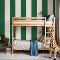 Scalloped Circus Stripes, Salamander Green Mural Wallpaper - room preview 06