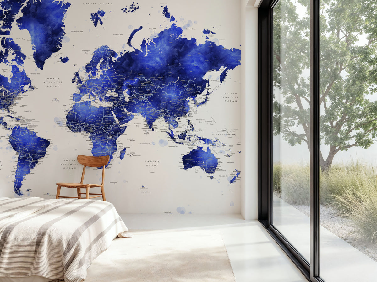 World Map Cities - Crisalida Mural Wallpaper - room preview 06