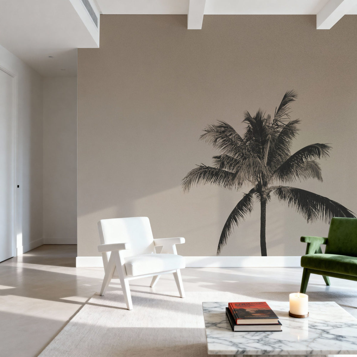 Evening Palm Sepia Mural Wallpaper - room preview 06