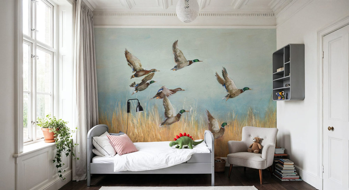 Autumn Flock Mural Wallpaper - room preview 06