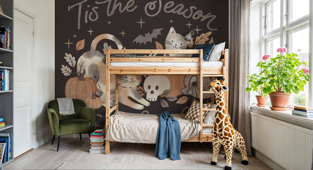 Pumpkins and Paws II Dark Mural Wallpaper - room preview 06