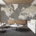 World Map Cities - Earthy Mural Wallpaper - room preview 06