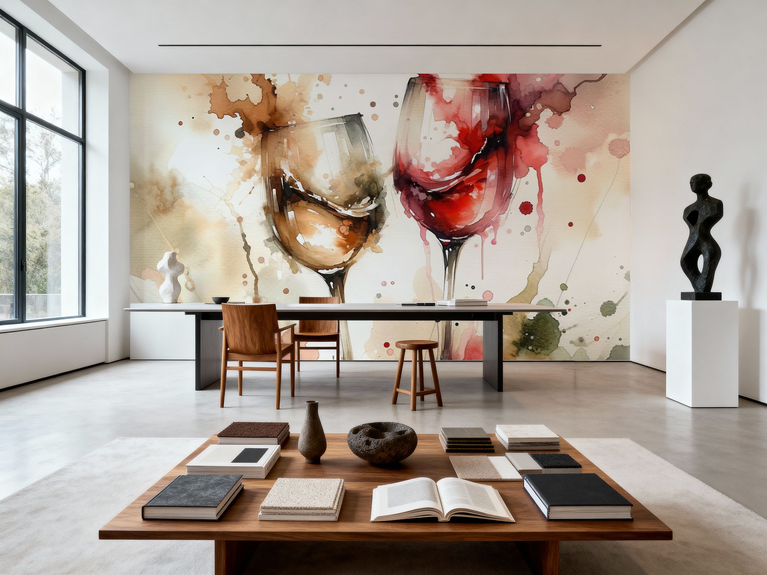 A Toast in Abstract Watercolor Elegance Mural Wallpaper