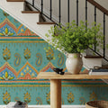 Floral Paisley Blue Mural Wallpaper - room preview 06