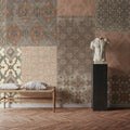 Venetian Patchwork I Orange Gray Mural Wallpaper - room preview 06