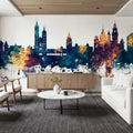 Krakow Skyline Blue & Bronze Mural Wallpaper - room preview 06