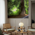 Sunlit Forest Path Mural Wallpaper - room preview 06