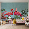 Shy Flamingos Mural Wallpaper - Neutral Tone - room preview 06