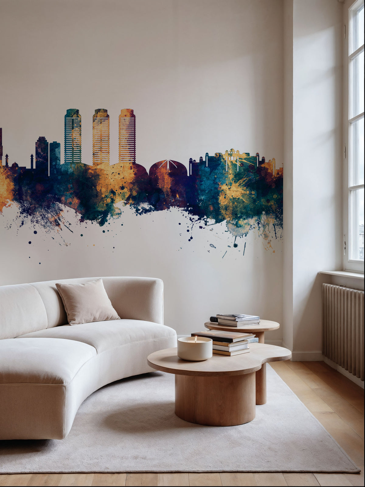 Islamabad Pakistan Skyline Blue & Bronze Mural Wallpaper - room preview 06