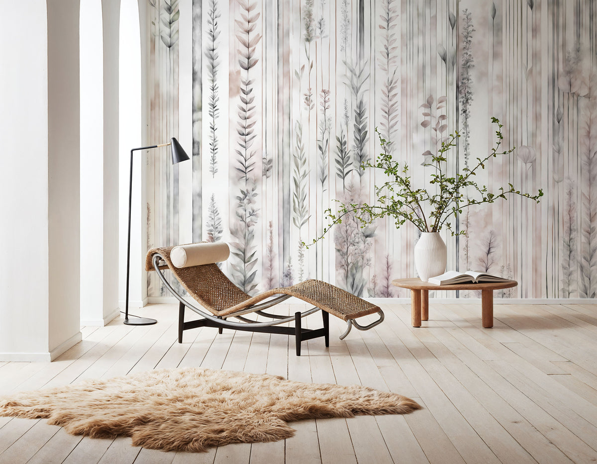 Botanical Wall Brown Mural Wallpaper - room preview 06