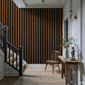 Faux Slatted Wood Panel Mural Wallpaper - room preview 06