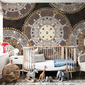 Otomi Dogs VI Dark Neutral Mural Wallpaper - room preview 06