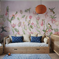Tulips & Birds, Soft Pink Mural Wallpaper - room preview 06