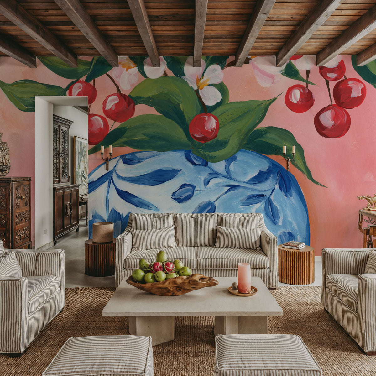 Blooming Cherry Vase Mural Wallpaper - room preview 06