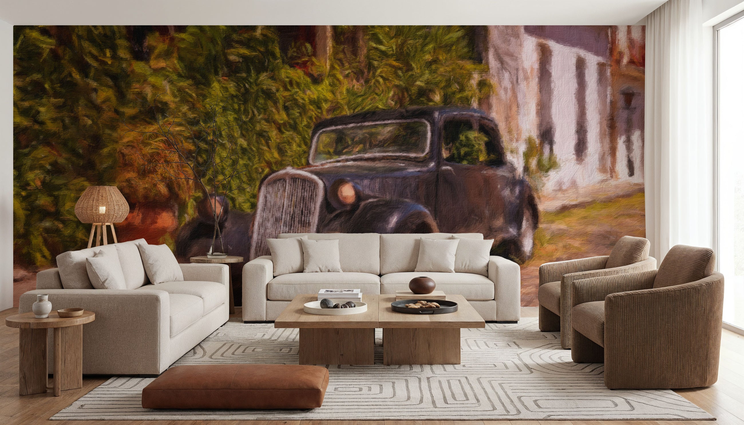 Antique Car Uruguay Mural Wallpaper