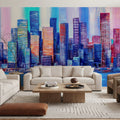 Chromatic Skyline Mural Wallpaper - room preview 06