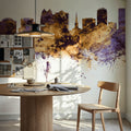 Orlando Florida Skyline Purple & Gold Mural Wallpaper - room preview 06