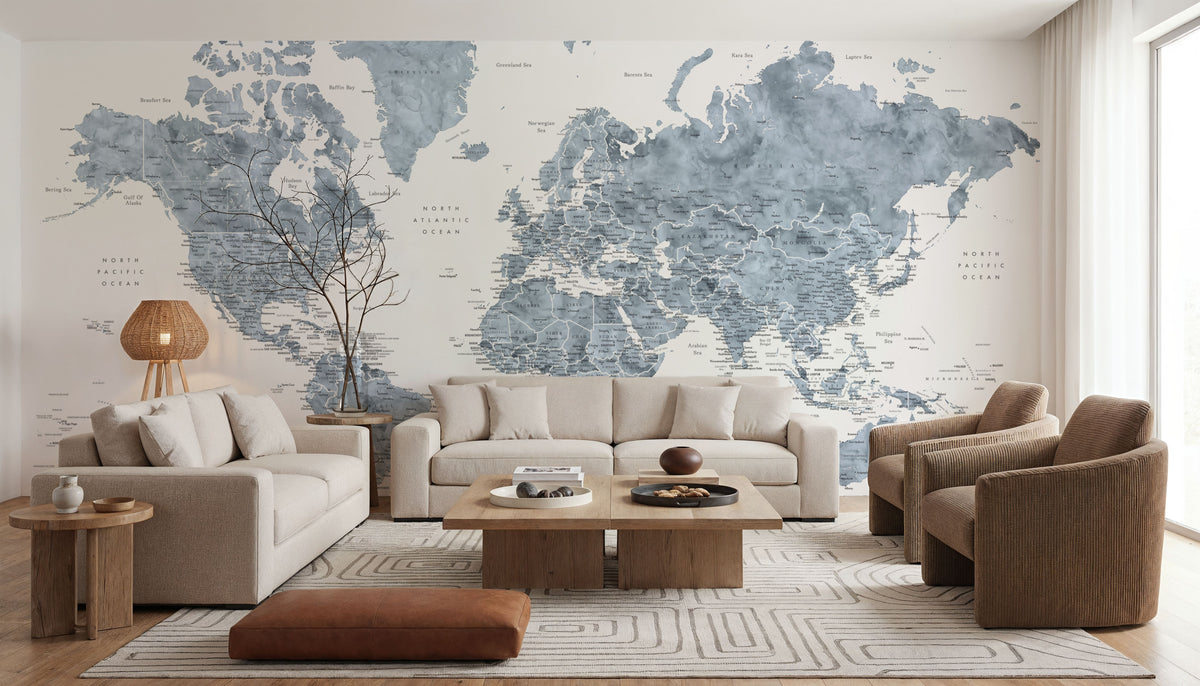 World Map Cities - Ninian Mural Wallpaper - room preview 06
