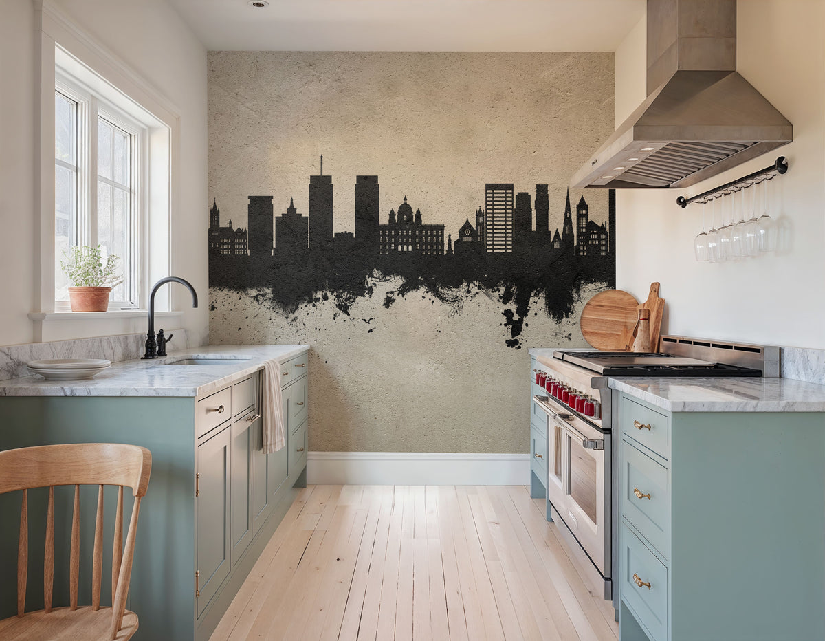 Syracuse New York Skyline Concrete Mural Wallpaper - room preview 06