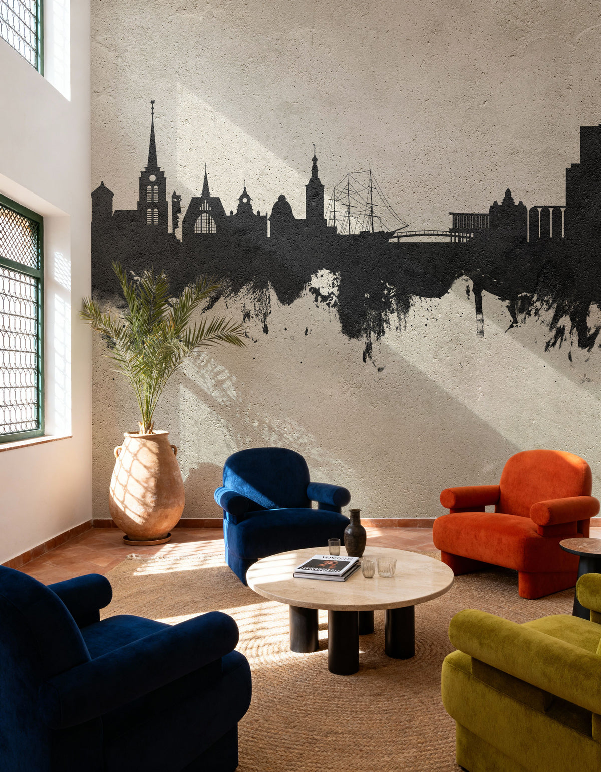 Halmstad Sweden Skyline Concrete Mural Wallpaper - room preview 06