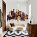 Doha Qatar Skyline Purpl & Gold Mural Wallpaper - room preview 06