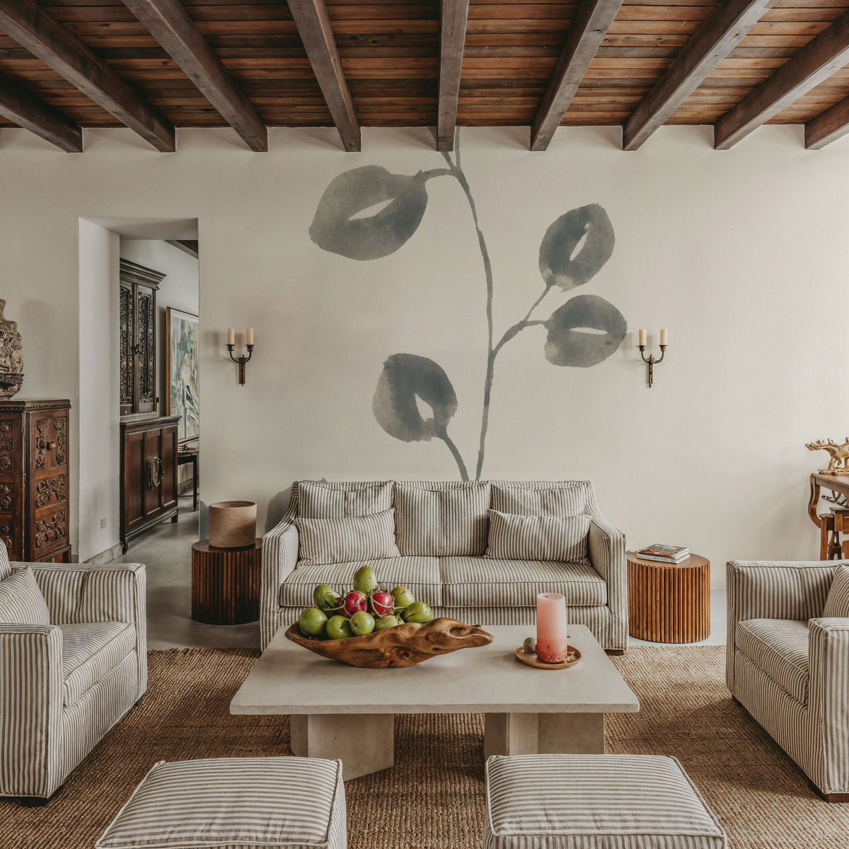 Linen Leaves II Mural Wallpaper - room preview 06
