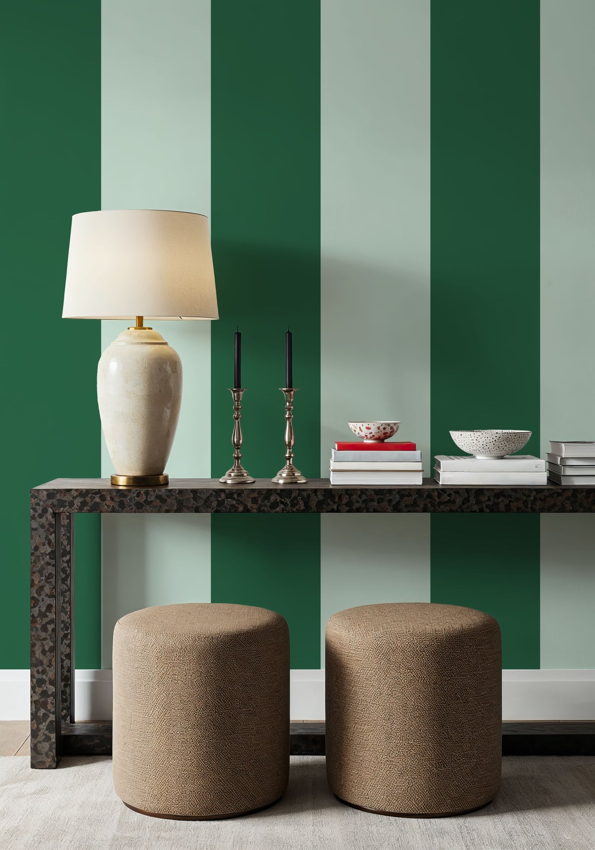 Circus Stripes, Green on Green Mural Wallpaper - room preview 06