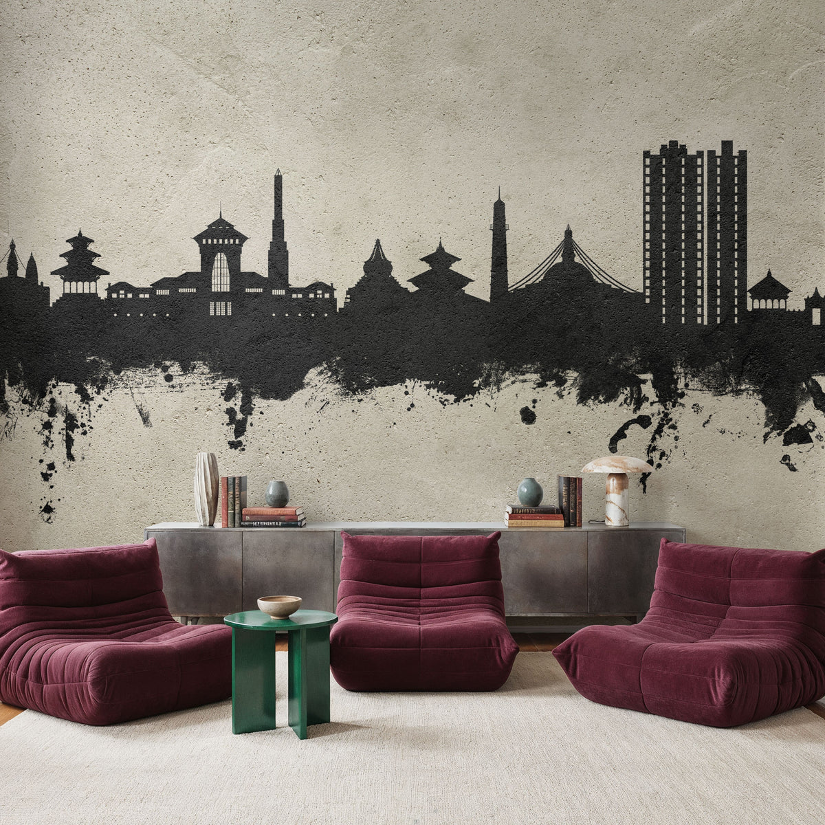 Kathmandu Nepal Skyline Concrete Mural Wallpaper - room preview 06
