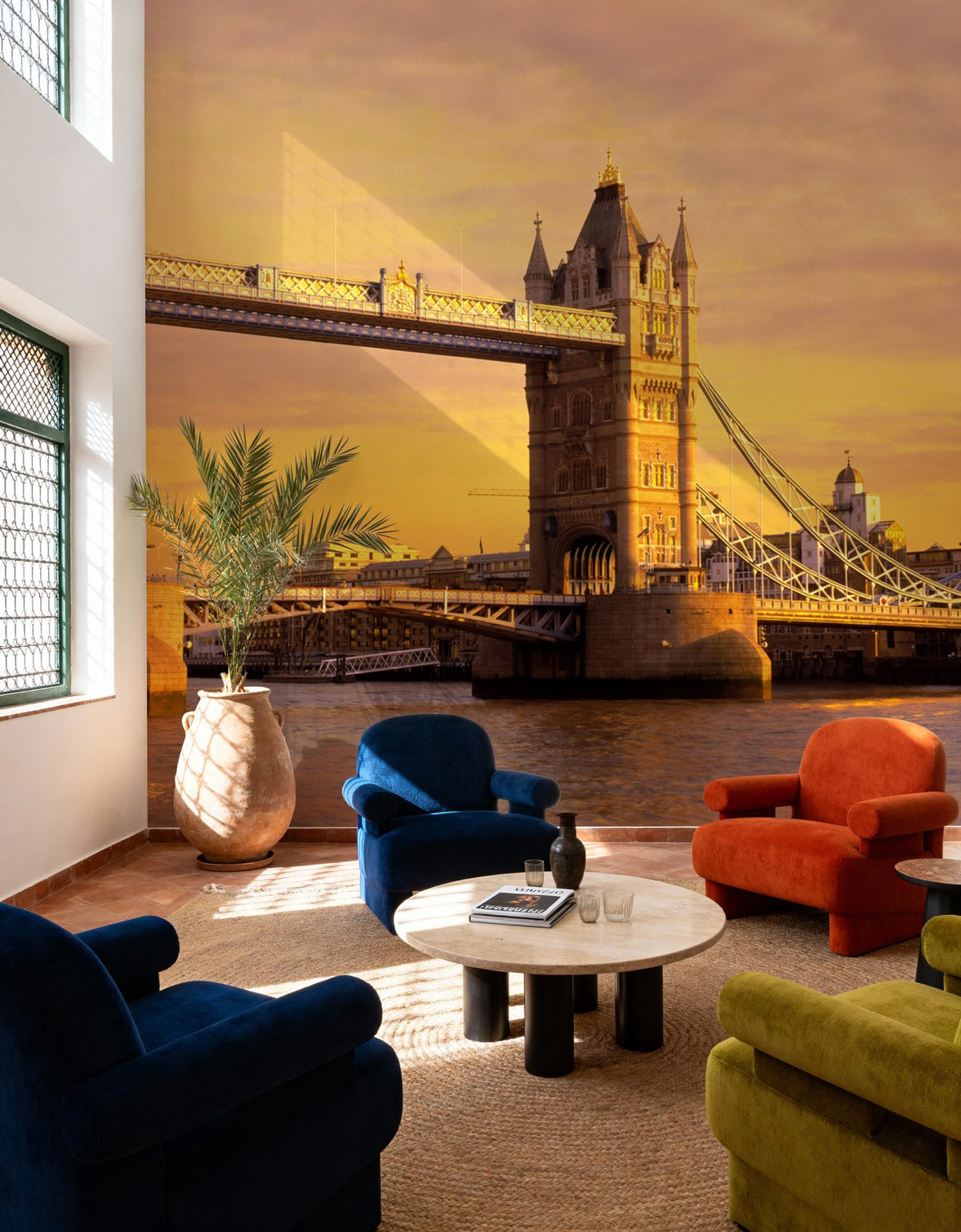 London Sunset Bridge Mural Wallpaper - room preview 06