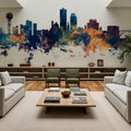 Knoxville Tennessee Skyline Blue & Bronze Mural Wallpaper - room preview 06