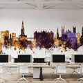 Exeter England Skyline Purple & Gold Mural Wallpaper - room preview 06