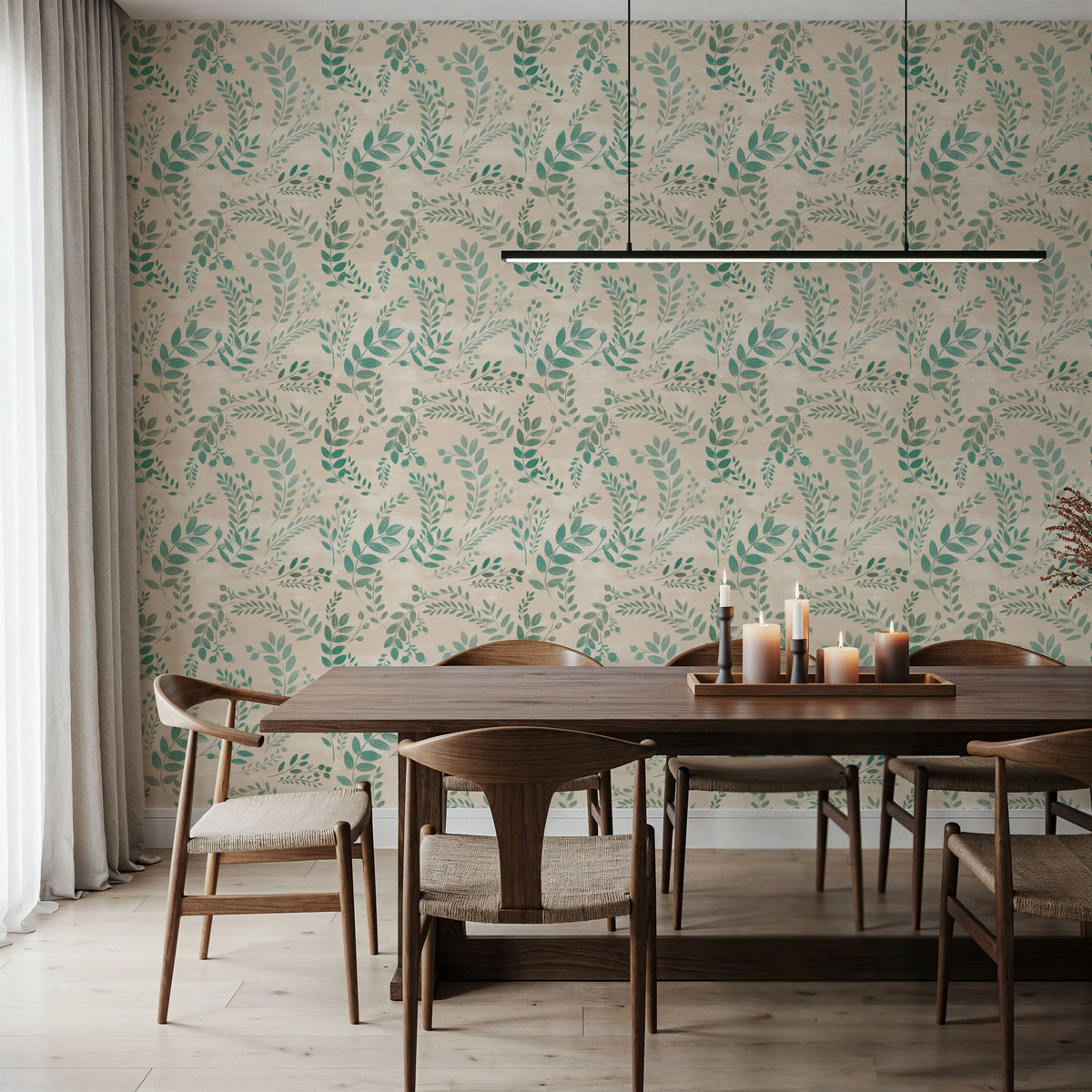 Harvest Sprig White Mural Wallpaper - room preview 06