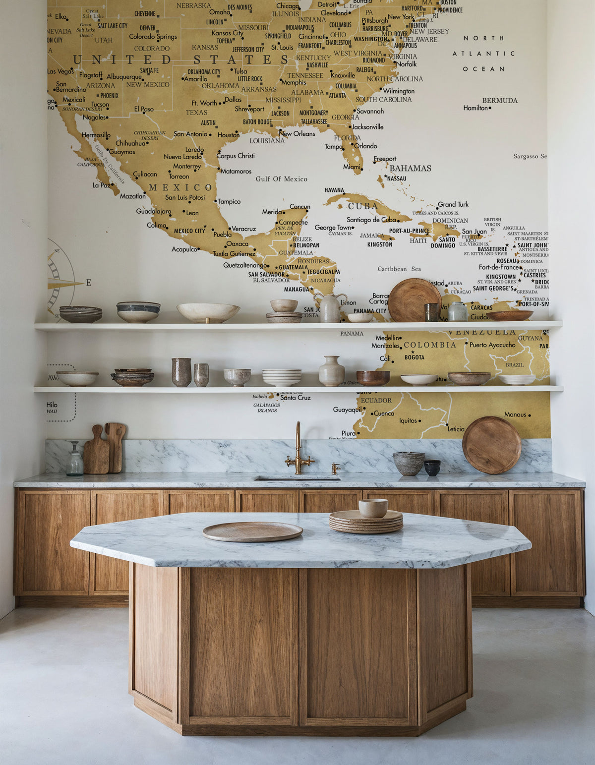 US Mexico Caribbean Map - Rosie Mural Wallpaper - room preview 06