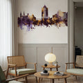 Roanoke Virginia Skyline Purple & Gold Mural Wallpaper - room preview 06