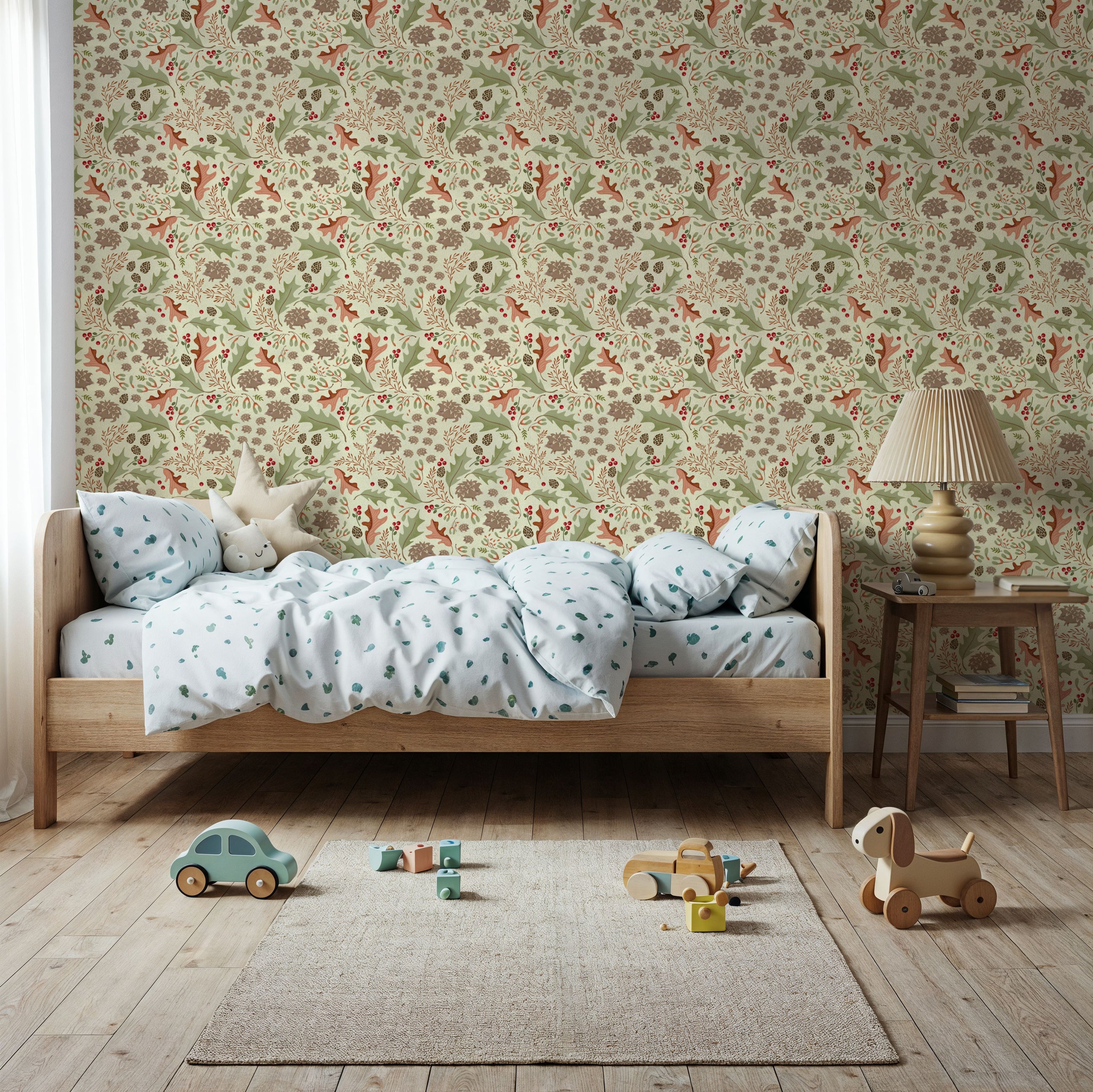 Autumn Hedgehogs, Cream Mural Wallpaper