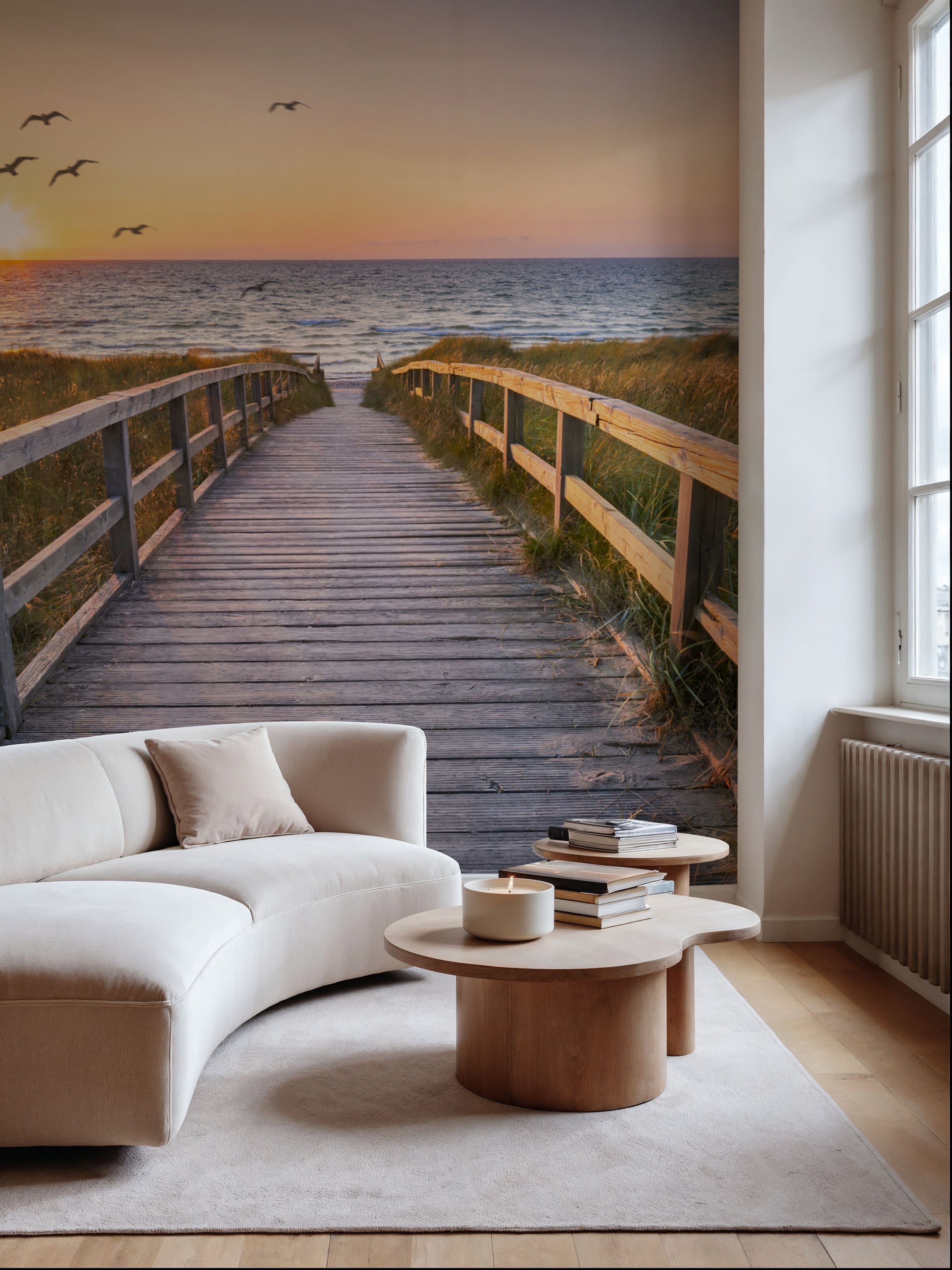 Baltic Boardwalk Birds Mural Wallpaper