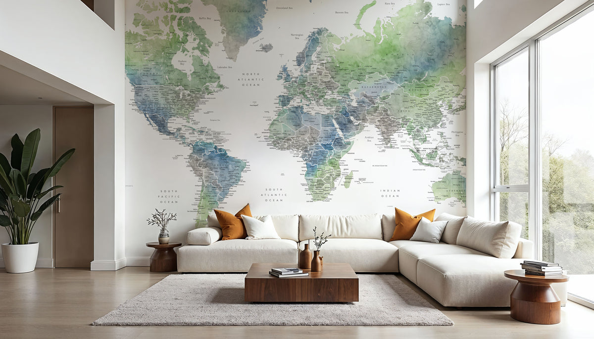 World Map Cities - Declan Mural Wallpaper - room preview 06