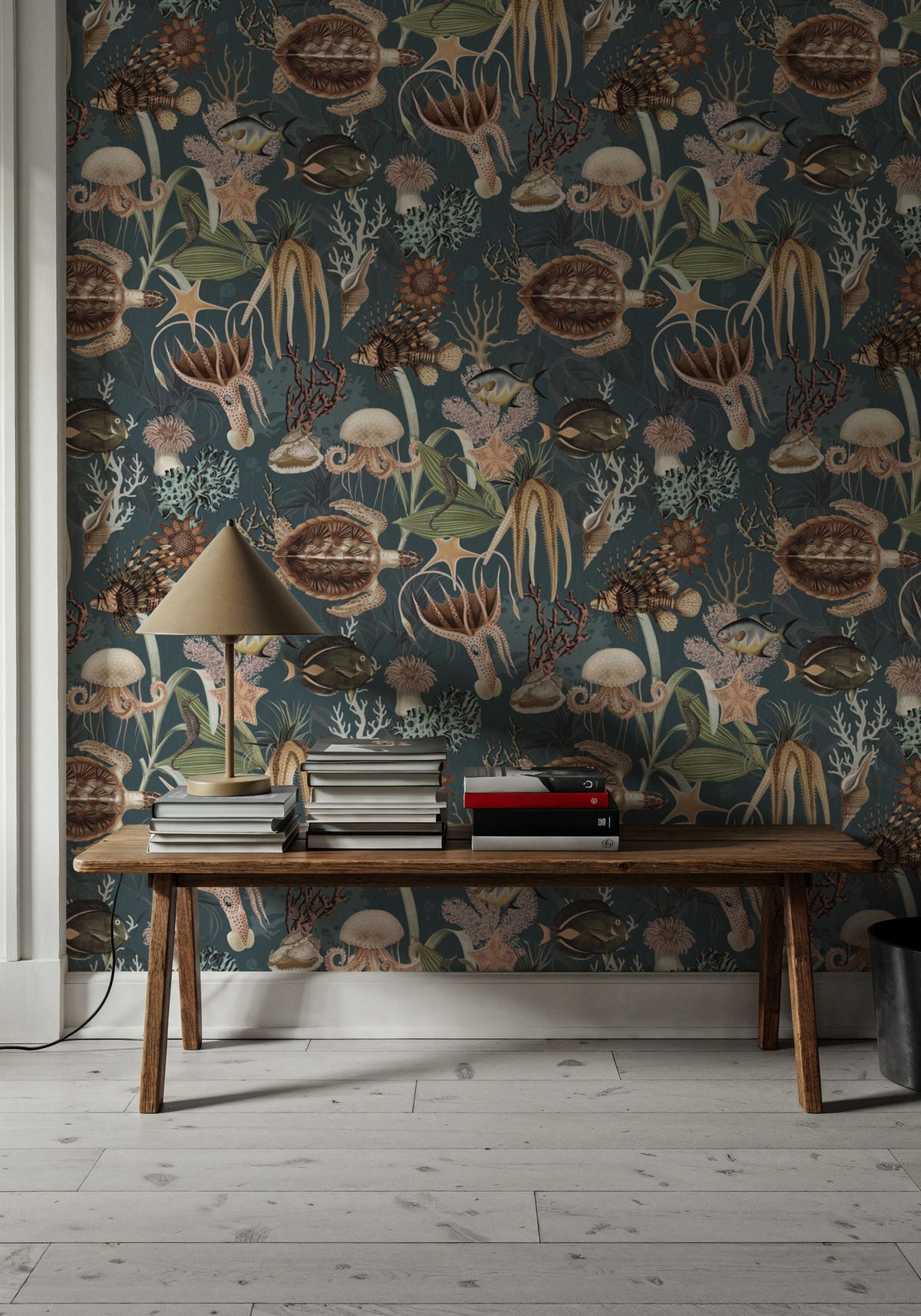 Deep Sea, Pigeon Blue Mural Wallpaper - room preview 06