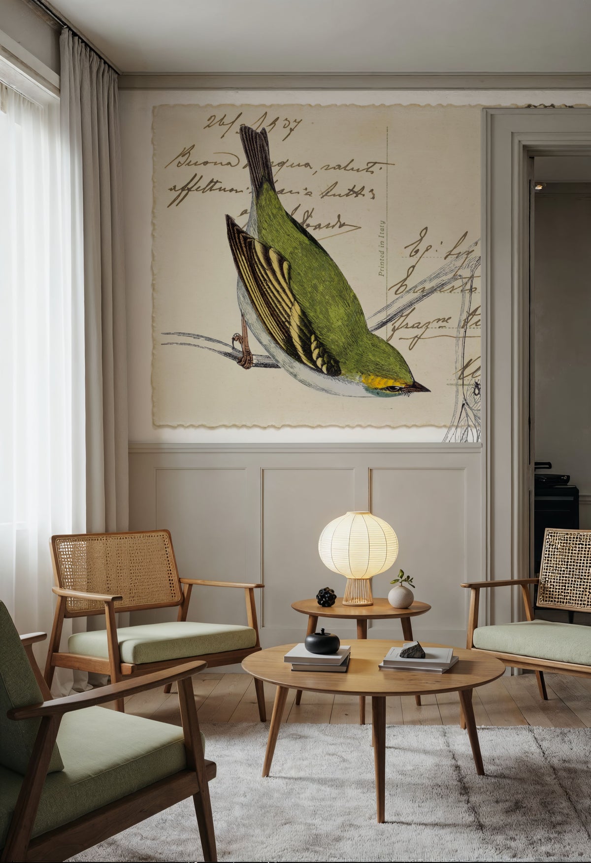 Postcard Bird I Mural Wallpaper - room preview 06