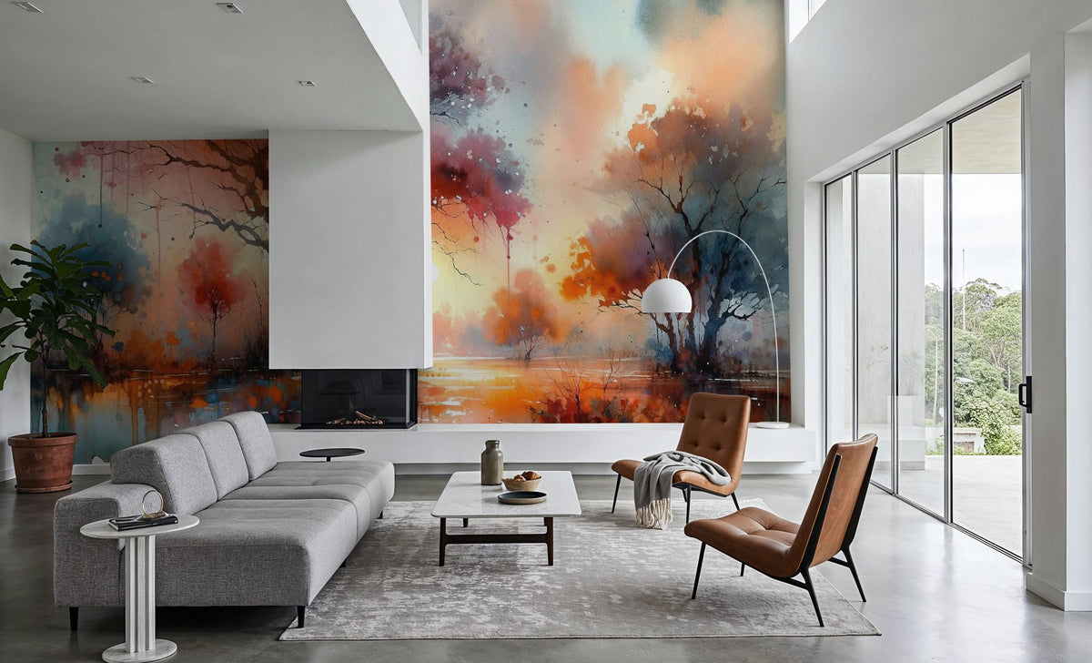 Autumn's Fiery Canopy At Dusk Mural Wallpaper - room preview 06