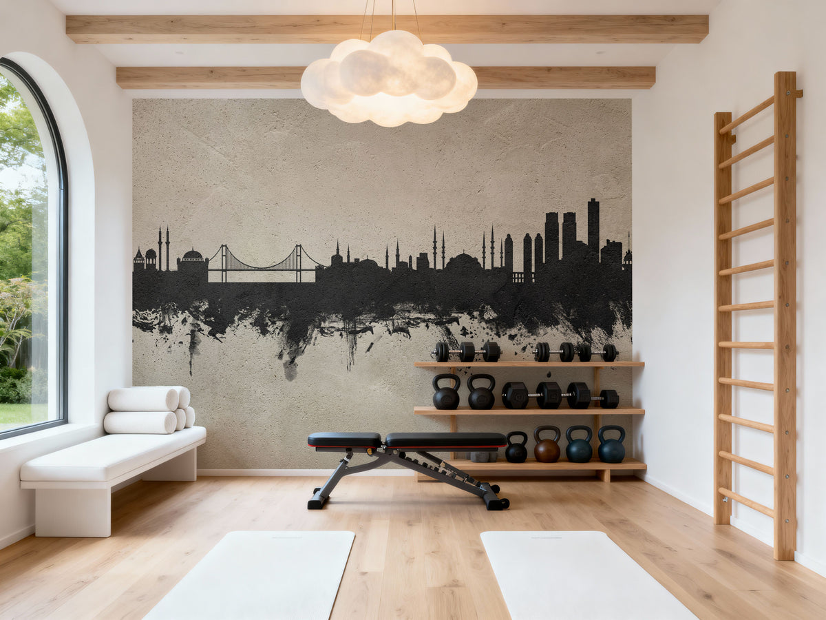 Istanbul Turkey Skyline Concrete Mural Wallpaper - room preview 06