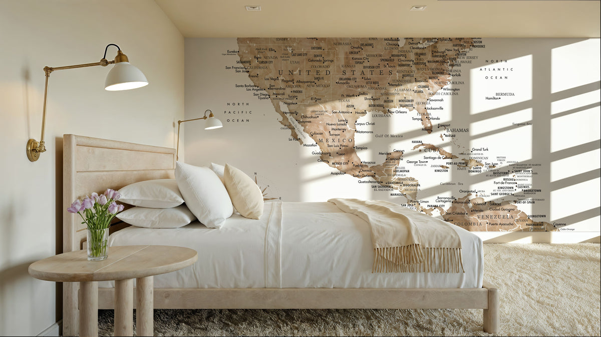 US Mexico Caribbean Map - Abey Mural Wallpaper - room preview 06
