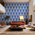 Floral Rackets, Blue Mural Wallpaper - room preview 06