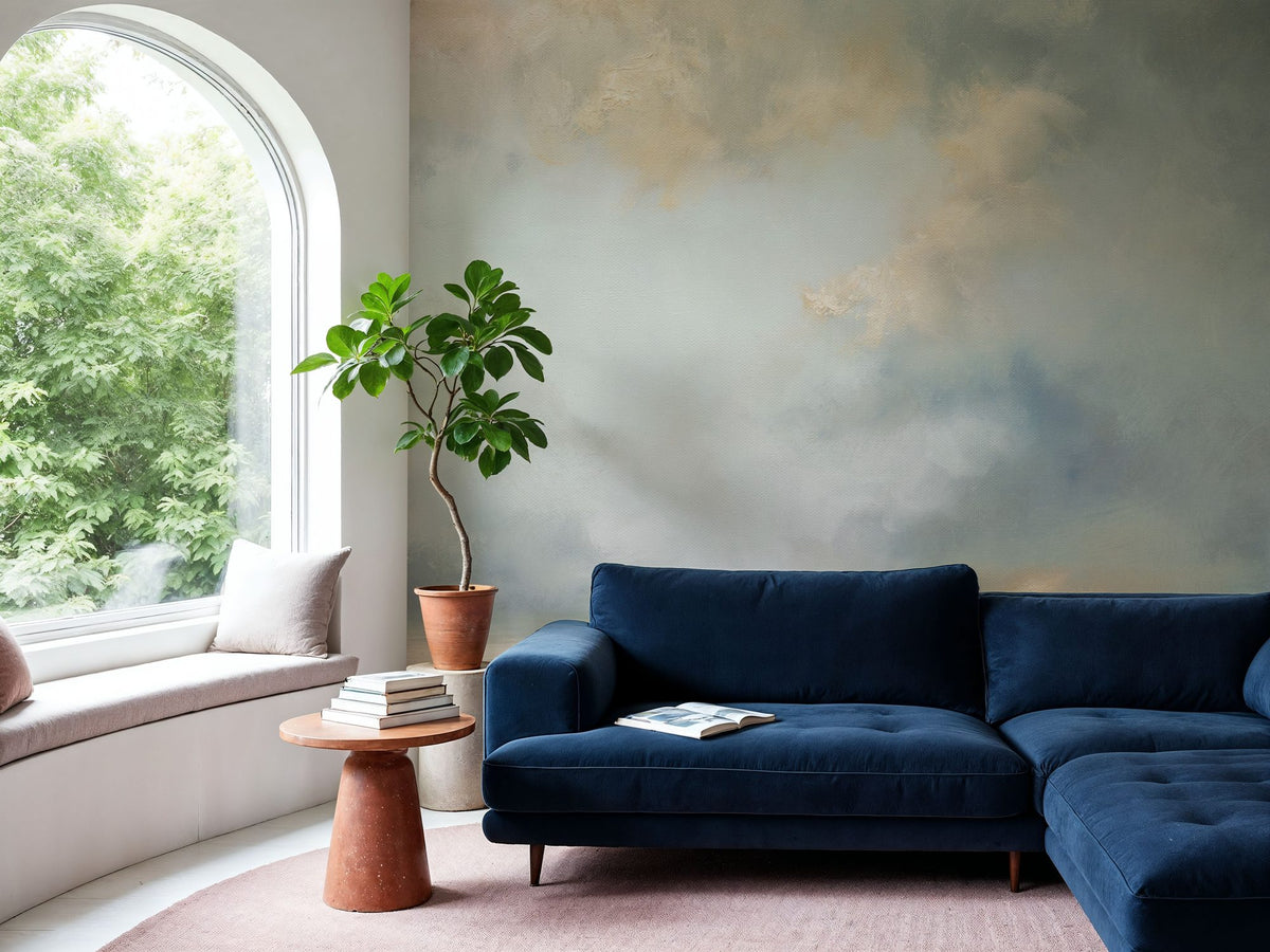 Shimmering Sea Gray Mural Wallpaper - room preview 06