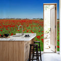 Crimson Poppy Field Mural Wallpaper - room preview 06