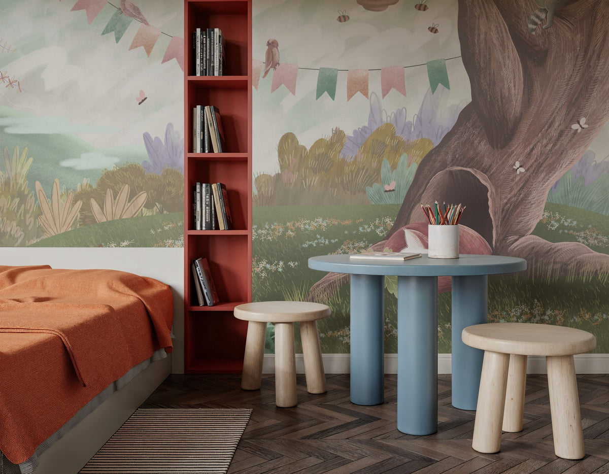 Oak Hill Slumber, Morning Fog Mural Wallpaper - room preview 06