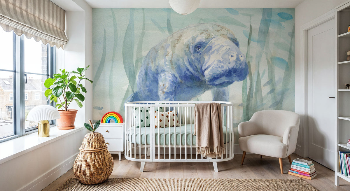 Manatee Undersea Mural Wallpaper - room preview 06